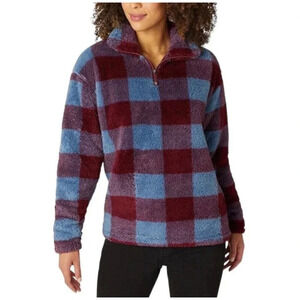 Eddie Bauer checkered quarter zip teddy sweatshirt sz L